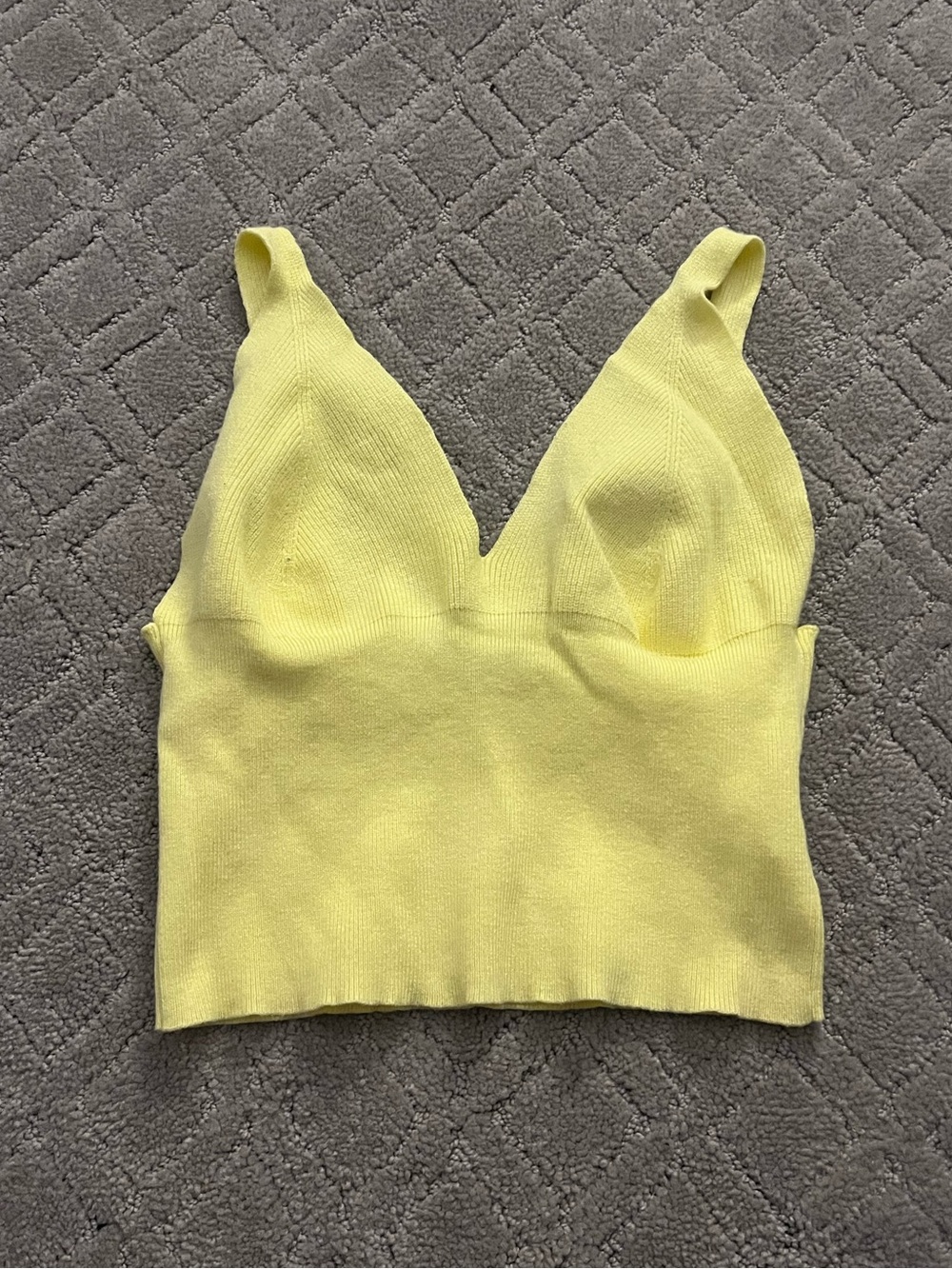 Yellow Knit V-Neck Crop Top